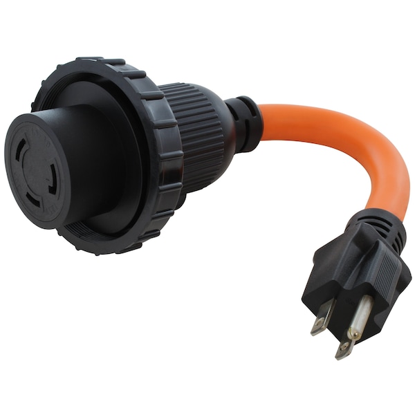 1ft Household Adapter 15A Plug to 30A RV/Marine L5-30R Female Connector